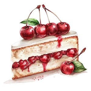 12 PNG, Cherry Pie Clipart Set – 12 Cute PNG Illustrations, Sweet Dessert Graphics for Cards, Stickers, Sublimation & Crafts, cherry clipart