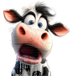 20 PNG, Quirky Cow Clipart – Funny Cartoon Cow PNG, Cute Farm Animal Illustration for Cards, Crafts, Stickers & Sublimation, Quirky Cow