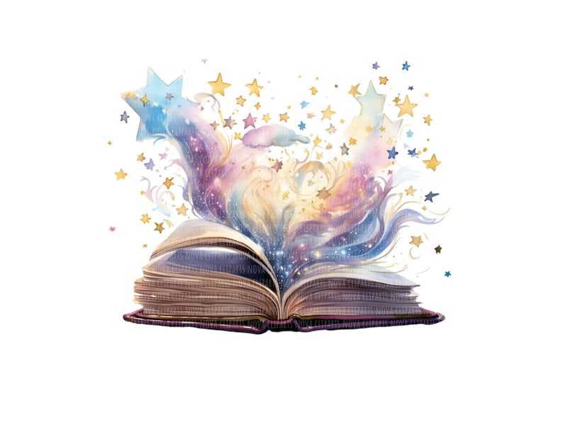 Watercolor Magic Book PNG Clipart Set, Fantasy Library (digital ...