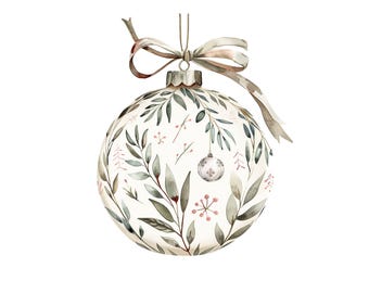 Watercolor Scandinavian Christmas Ornament PNG (Digital Download)
