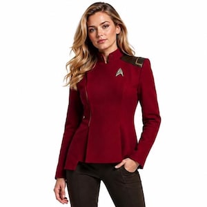 Star Fleet Academy Captain Nahla Inspired Jacket | Women's Sci-Fi Uniform Jacket | Red Military Cosplay Coat | Futuristic Costume