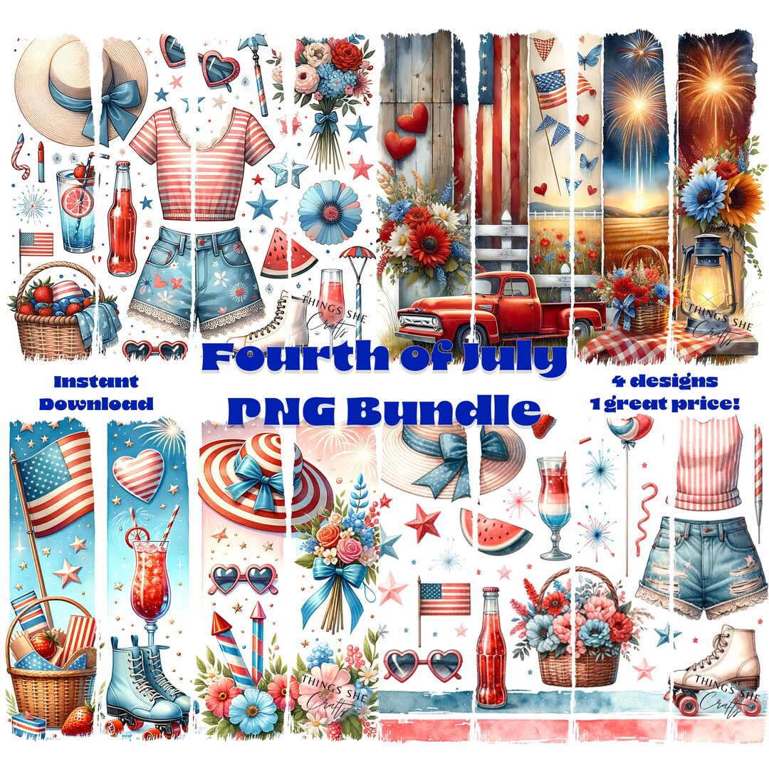 Rustic Coquette 4th of July PNG Bundle | Vintage Americana + Girly ...