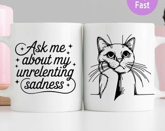 Taza de café de gato hecha a mano: un divertido regalo de gatito con humor negro
