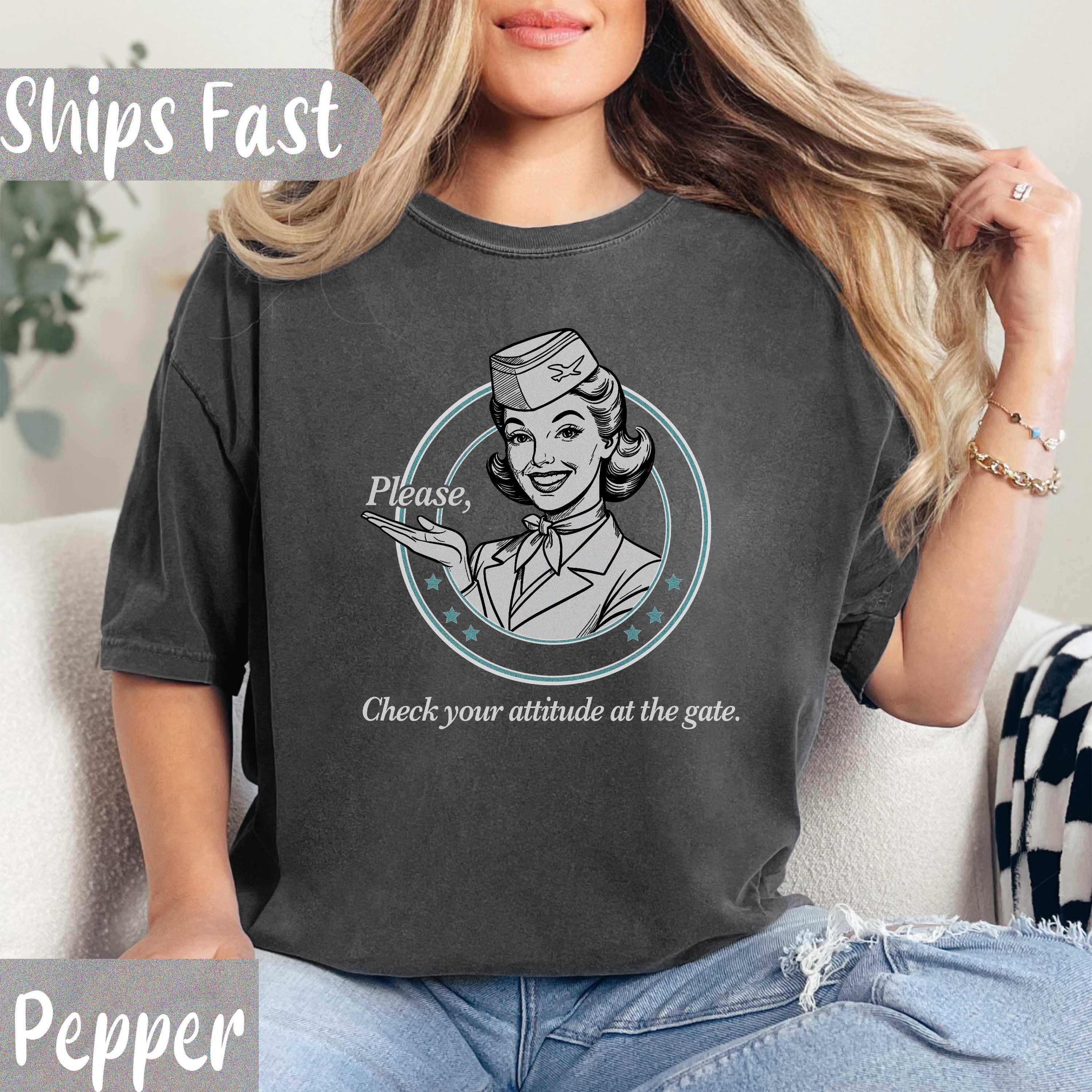 Funny Flight Attendant T-shirt: Vintage Travel Humor Graphic Tee