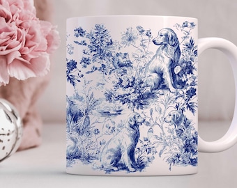 Golden Retriever Toile Ceramic Mug: Antique Replica Dog Lover Gift