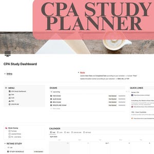 Modello di pianificazione dello studio per l'esame CPA Notion / tutti gli argomenti CPA e monitoraggio dei progressi