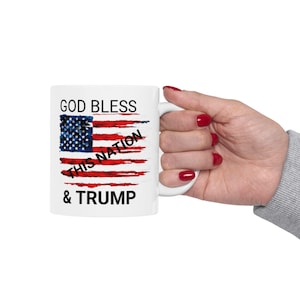 Patriotic Ceramic Mug - God Bless America, USA Flag Coffee Cup, 4th of July Gift, Freedom Spirits, Home Decor