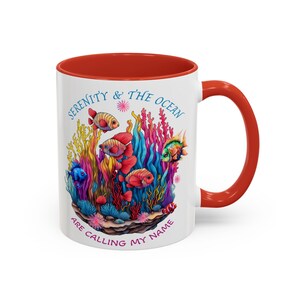 Ocean Serenity Coffee Mug, Colorful Fish Mug, Nautical Gift, Beach Lover&#39;s Mug, Relaxation Cup, Sea Life Coffee Cup