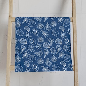 Coastal Shell Hand Towel - Nautical Decor, Beach House Gift, VRBO Hand Towel, Home Essential, Sea Life Bath Towel, Ocean Lover Kitchen Towel