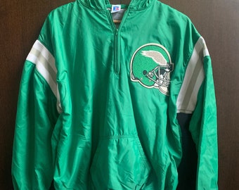 Vintage Russell Anorak Kelly Green Pullover, Custom Philadelphia Eagles XXL