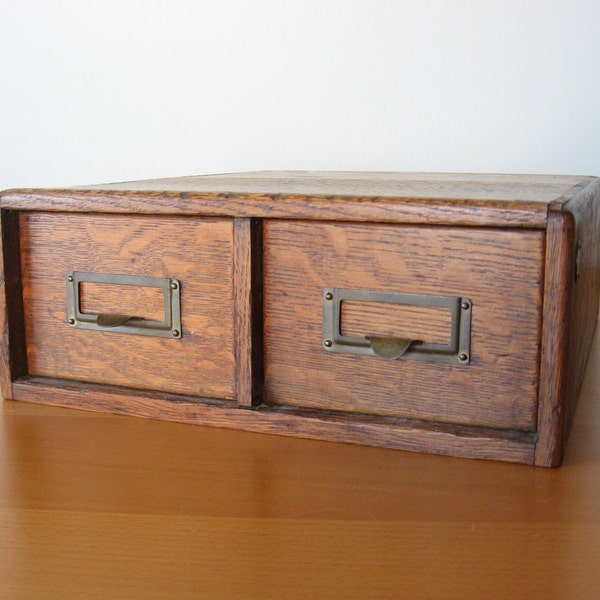 Vintage Wood 2 Drawer File