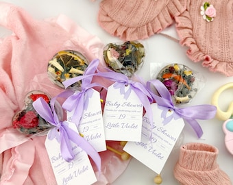 Philadelphia Pickup Only - Custom Tea Lollipops: Baby Shower Favors with Tag & Ribbon