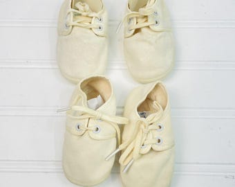 2 pares de zapatos de cuna con cordones vintage Mrs Days Ideal, blancos, tallas 1 y 2, para muñecas