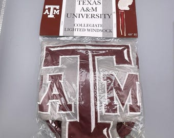 Manga de viento iluminada vintage de los Aggies de Texas A&M, 60", bordada con licencia oficial, NUEVA*