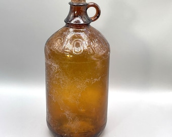 Vtg 1960's Clorox Amber Glass Brown Jug Bottle Embossed Plastic Cap - Lake Find!