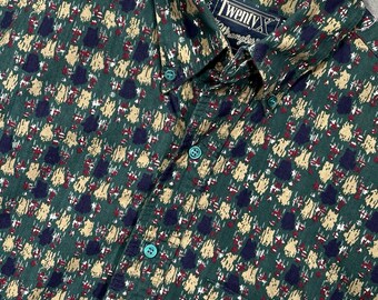 Camisa con botones Wrangler Twenty X Medium vintage para hombre, manga corta, estilo retro de los años 80 y 90, EE. UU.