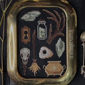 Witch's Oddities Cross Stitch PATTERN | Occult Curiosities | Dark Academia Embroidery | PDF Download