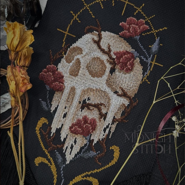 Rest In Bloom Cross Stitch PATTERN | The Soft Decay Collection | Ghost Skull Embroidery | Victorian Gothic | PDF Download