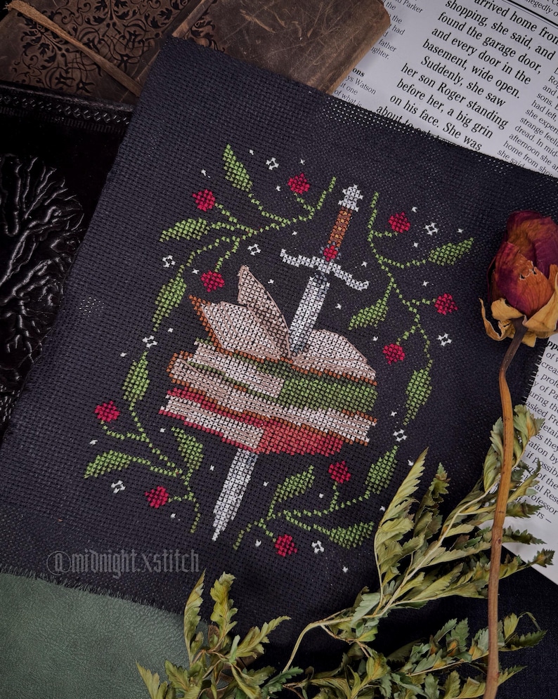 Fantasy Books Cross Stitch PATTERN | Medieval Sword | Book Embroidery ...