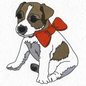 Illustrated Jack Russell Pup Blank Greetings Card image 1