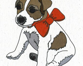 Illustrated Jack Russell Pup Blank Greetings Card