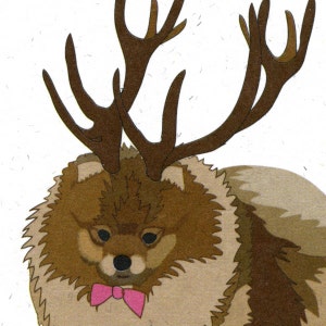 Illustrated Deer Pomeranian Blank Card image 3