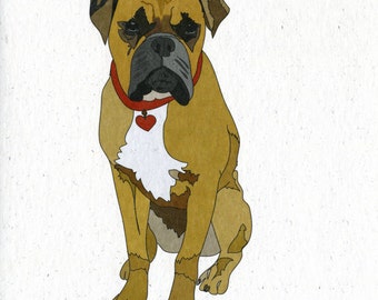 Illustrated Boxer Dog Blank Card