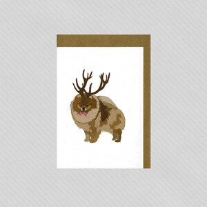 Illustrated Deer Pomeranian Blank Card image 2