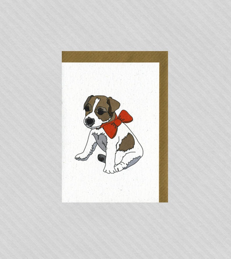 Illustrated Jack Russell Pup Blank Greetings Card image 2