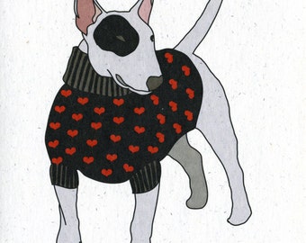 Illustrated Bull Terrier and Jumper Blank Card