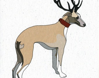 Illustrated Deer Greyhound Blank Card