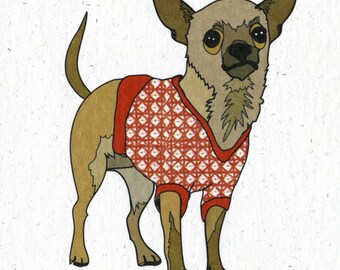 Illustrated Chihuahua Blank Greetings Card