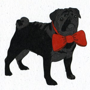 Illustrata la scheda vuota saluti nero Pug