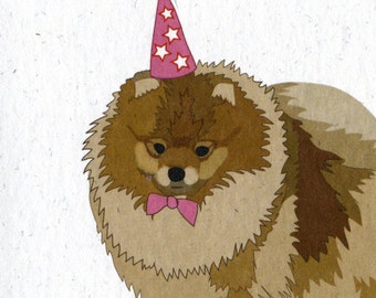 Illustrated Pomeranian Blank Greetings Card