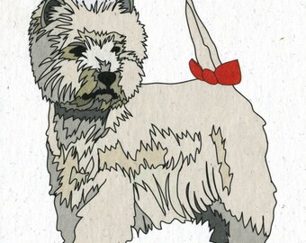 Illustrated Westie Blank Greetings Card