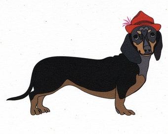 Illustrated Dachshund Blank Card