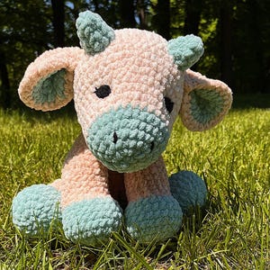 Jumbo Crochet Cow Plush – Super Soft Oversized Cow Stuffed Animal – Handmade Kawaii Plushie Toy