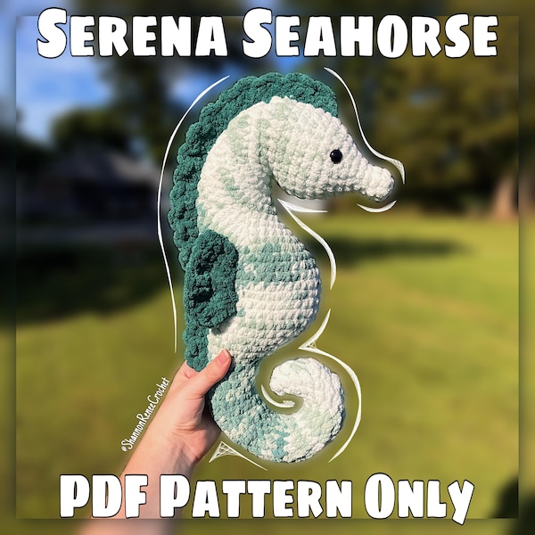 Wzór na szydełkowego konika morskiego bez szycia – Jumbo Amigurumi Seahorse w formacie PDF – łatwe pobranie cyfrowe