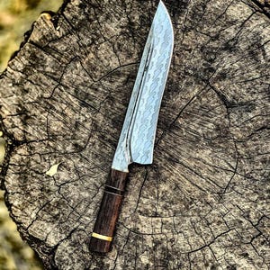 VG10 Custom Damascus chef knife 9&quot; Resin cast Brass core handle, Wangi handle kitchen knife w/ SS Damascus style