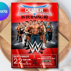 Invitation d'anniversaire de lutte, anniversaire de garçons de championnat modifiable, invitation imprimable de billet de MMA de boxe, invitation de partie de WWE, modèle numérique