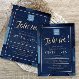 Modèle d'invitation d'entreprise - Invitation élégante de luxe modifiable pour une fête d'entreprise, un dîner, un lancement d'entreprise, carte à téléchargement immédiat