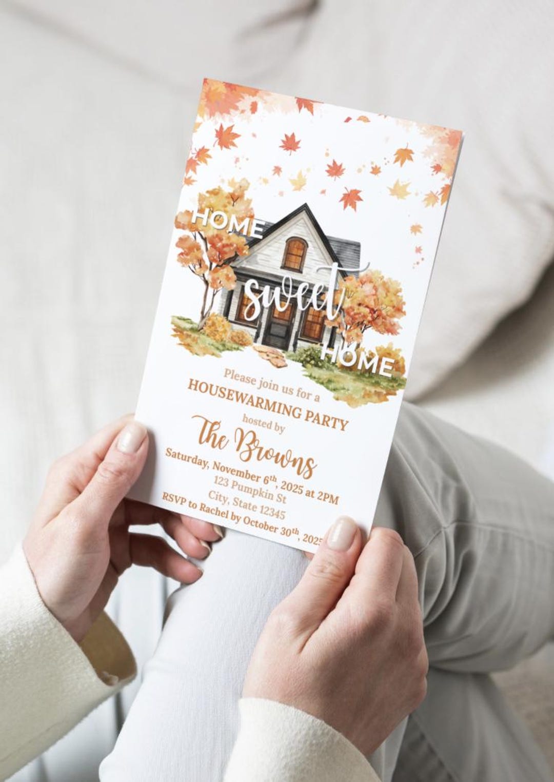 Fall Housewarming Invitation Template | Editable Autumn Party Invite ...
