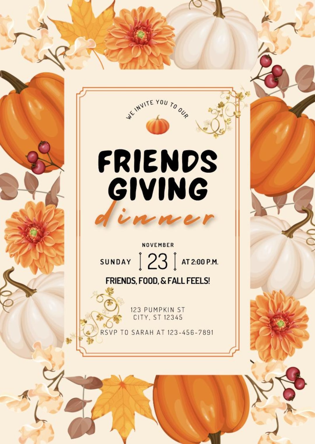 Editable Friendsgiving Invitation Template - Etsy
