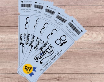 Father’s Day Ticket Template | Editable Coupon for Dad | Fun Gift Idea for Him | Instant Download PDF