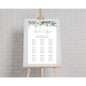 Wedding Reception Seating Chart • Editable Canva Template • Printable Table Seating Plan • Instant Download | 20x30 inches