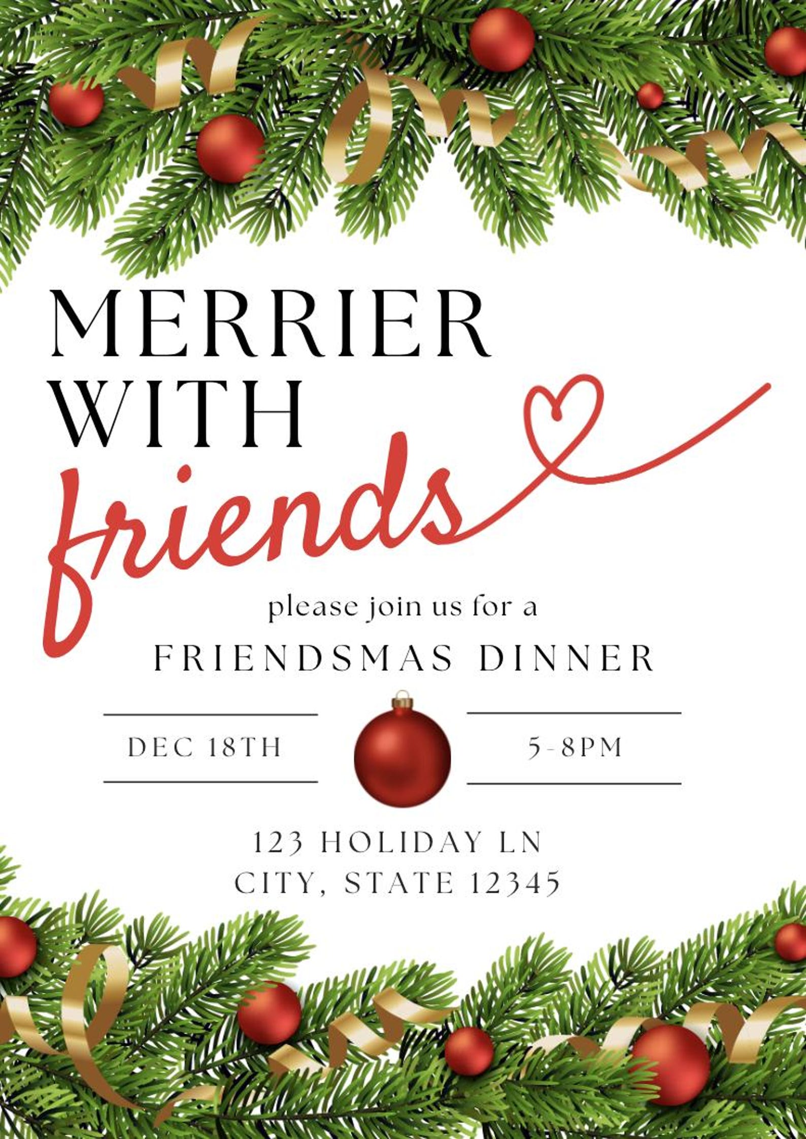 Editable Friendsmas Invitation Template Etsy