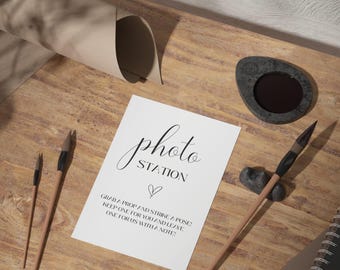 Photo Station Wedding Sign – Printable Photo Booth Sign, Wedding Reception Decor, DIY Wedding Sign, Instant Download
