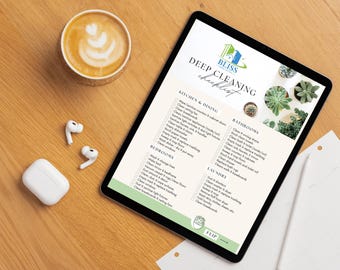 Deep Cleaning Checklist | Editable Home Cleaning Planner | Printable Canva Template