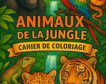 Animales de la selva - Libro para colorear 50 ilustraciones para niños y adultos para colorear por Laura Scott Actividad creativa y relajante