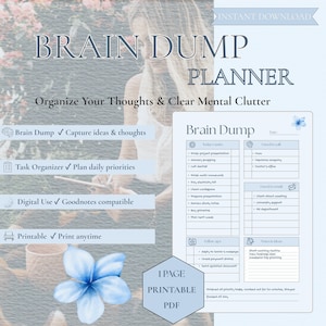 Brain Declutter Worksheet PDF, Focus Improvement Planner, Concentration Organizer, Productivity Workflow, Thought Management Sheet